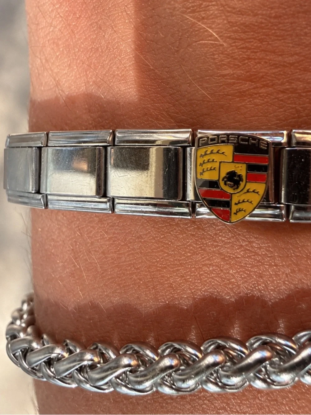 Porsche Crest Italian Charm Bracelet Stainless Steel Racing Motorsport One Size
